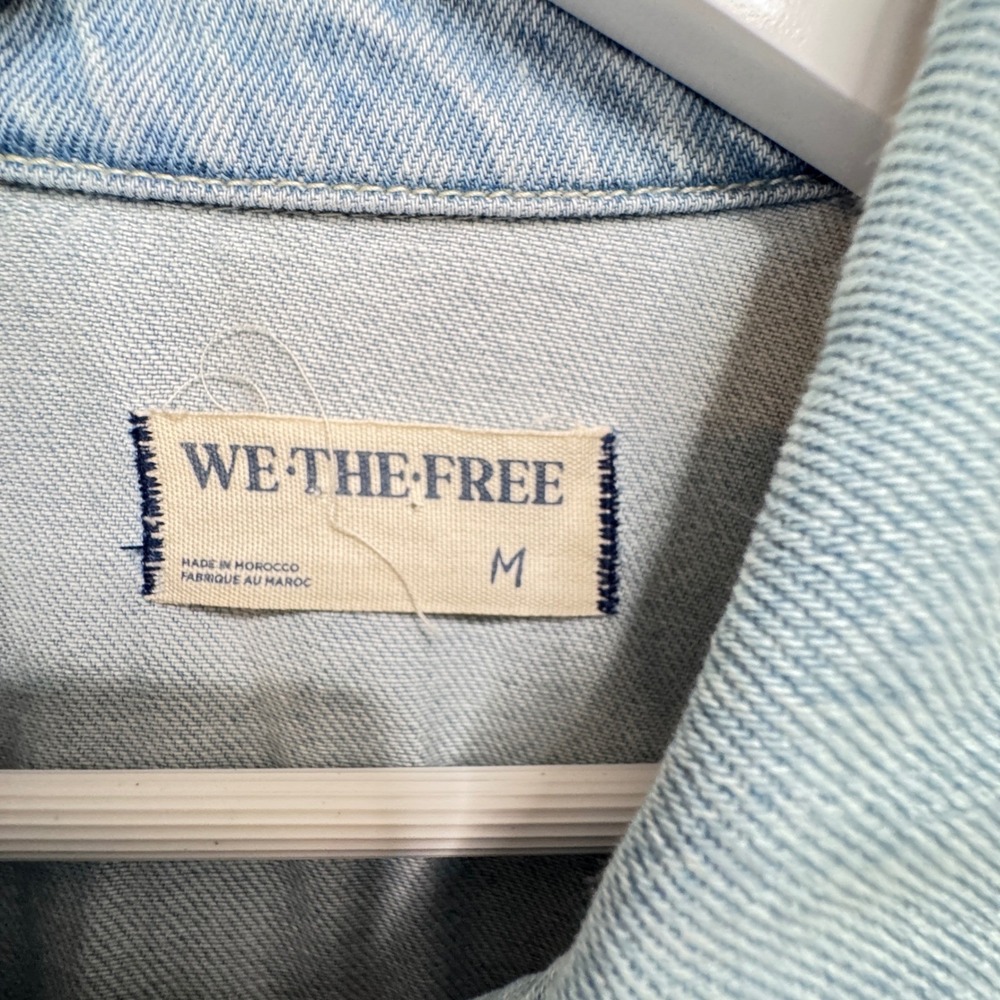 We The Free Free People Denim Short Sleeve Jumpsuit Light Wash Blue Medium - Picture 4 of 11